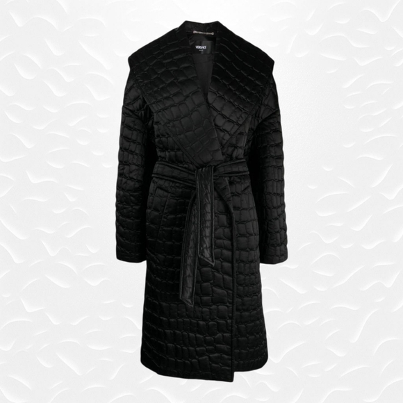 Versace Jackets & Blazers - $4275 NWT VERSACE Runway - Fabric Satin Quilted Croc Pattern Coat OVERSIZED IT38